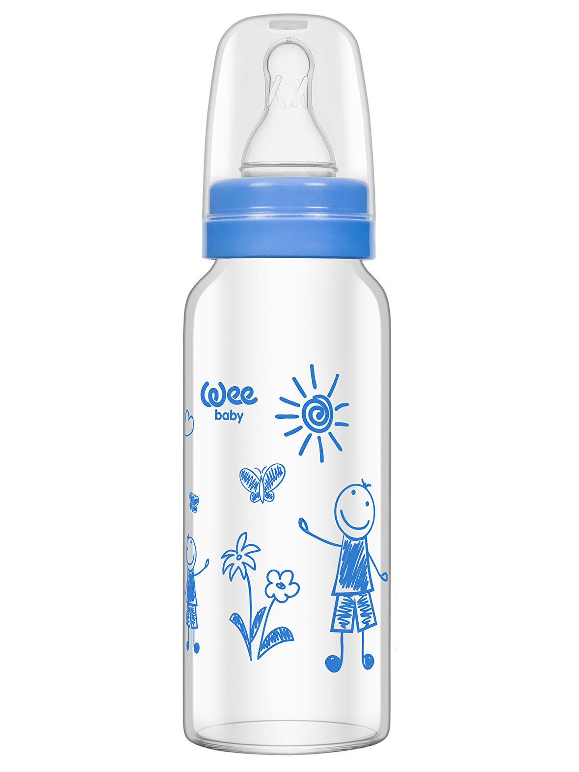 Wee Baby Isıya Dayanıklı Cam Biberon 180 ml - MAVİ