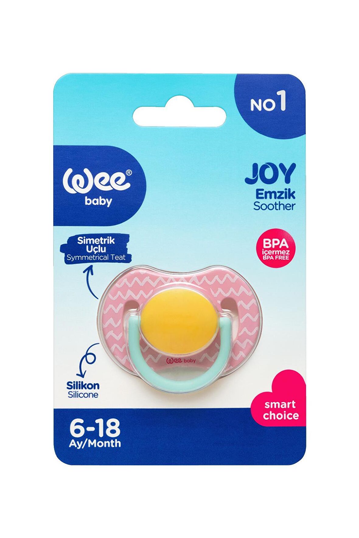 Wee Baby Joy Simetrik Uçlu Emzik No:1 - Pembe