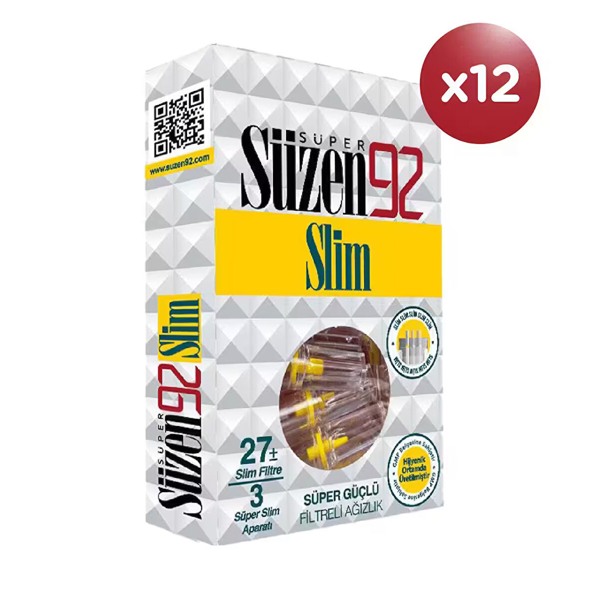 Süzen92 Sigara Ağızlığı Filtresi Slim 27x12 Bundle