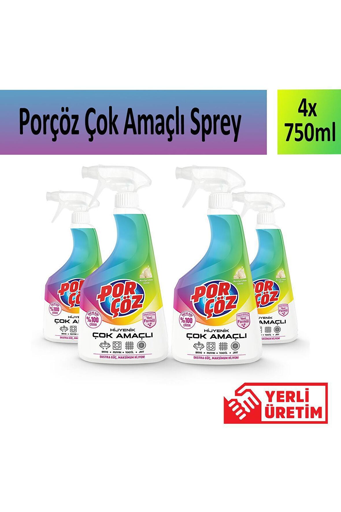 Porçöz Çok Amaçlı Sprey 750 ml x 4 Adet