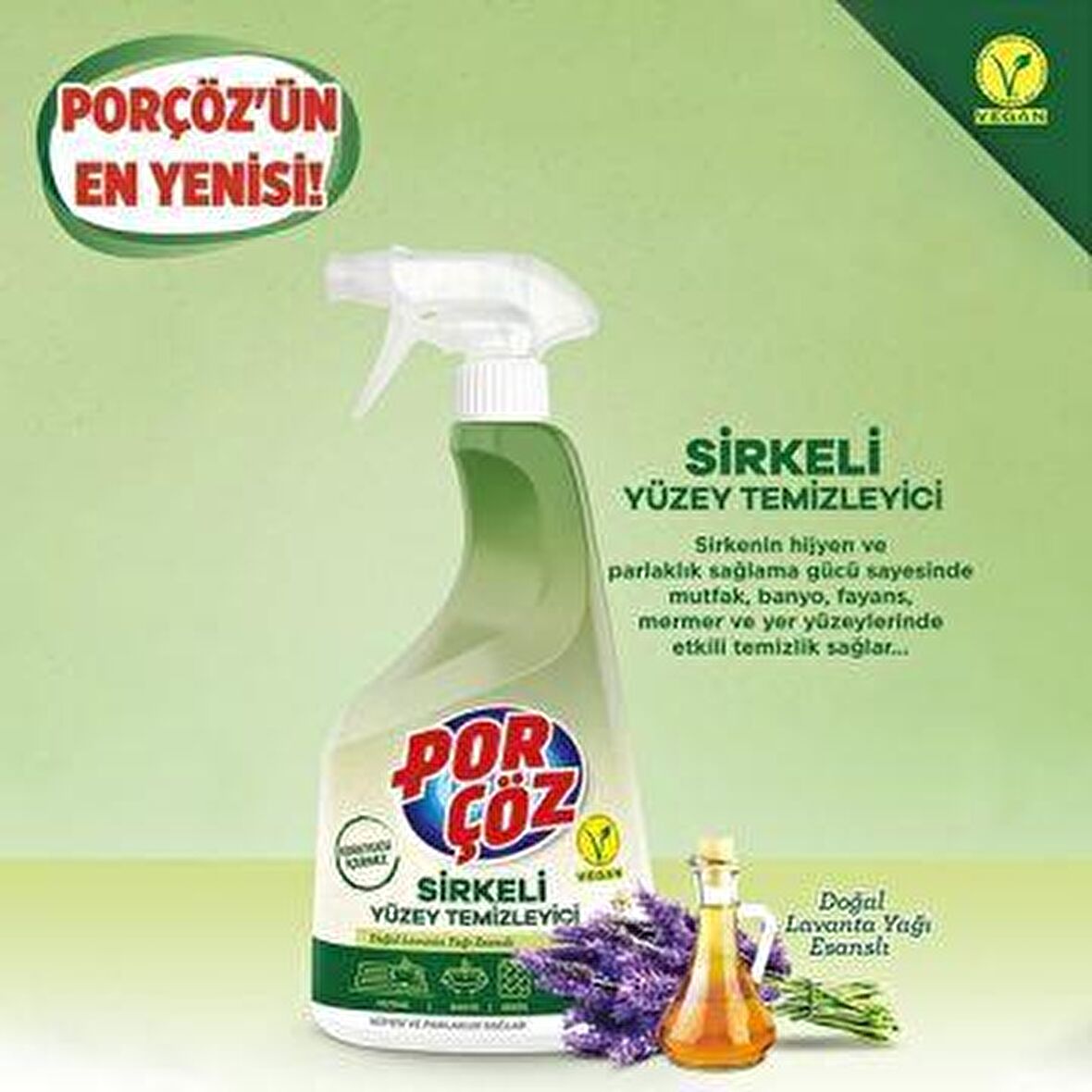 Porçöz Lavanta Granit Sprey Sirkeli Yüzey Temizleyici 750 ml 