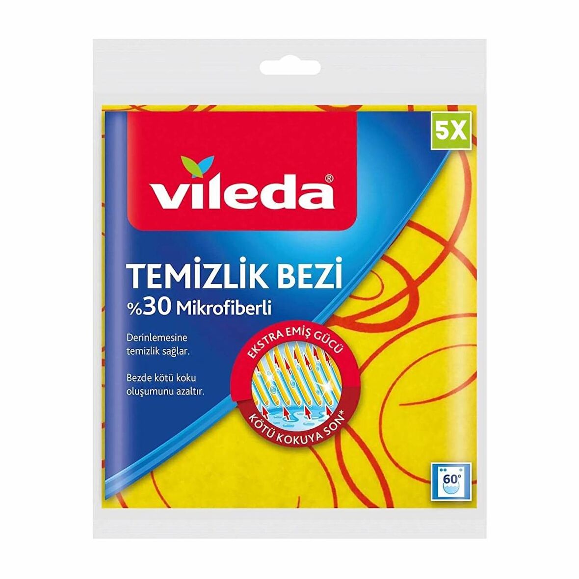 Vileda %30 Sarı Mikrofiberli Temizlik Bezi 5'li