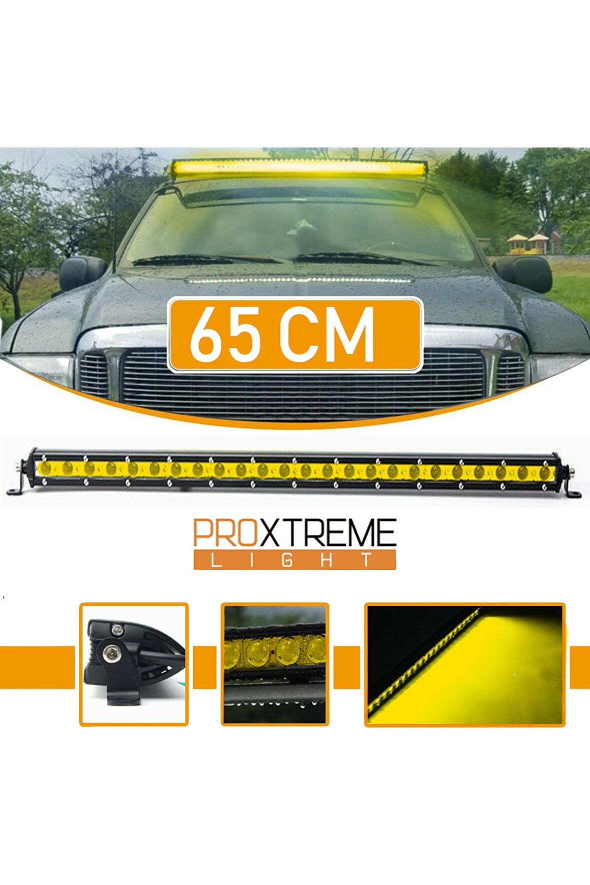 Cree 24 Led 72w Yayıcı Delici Ince Sarı Off Road Led Bar 65cm