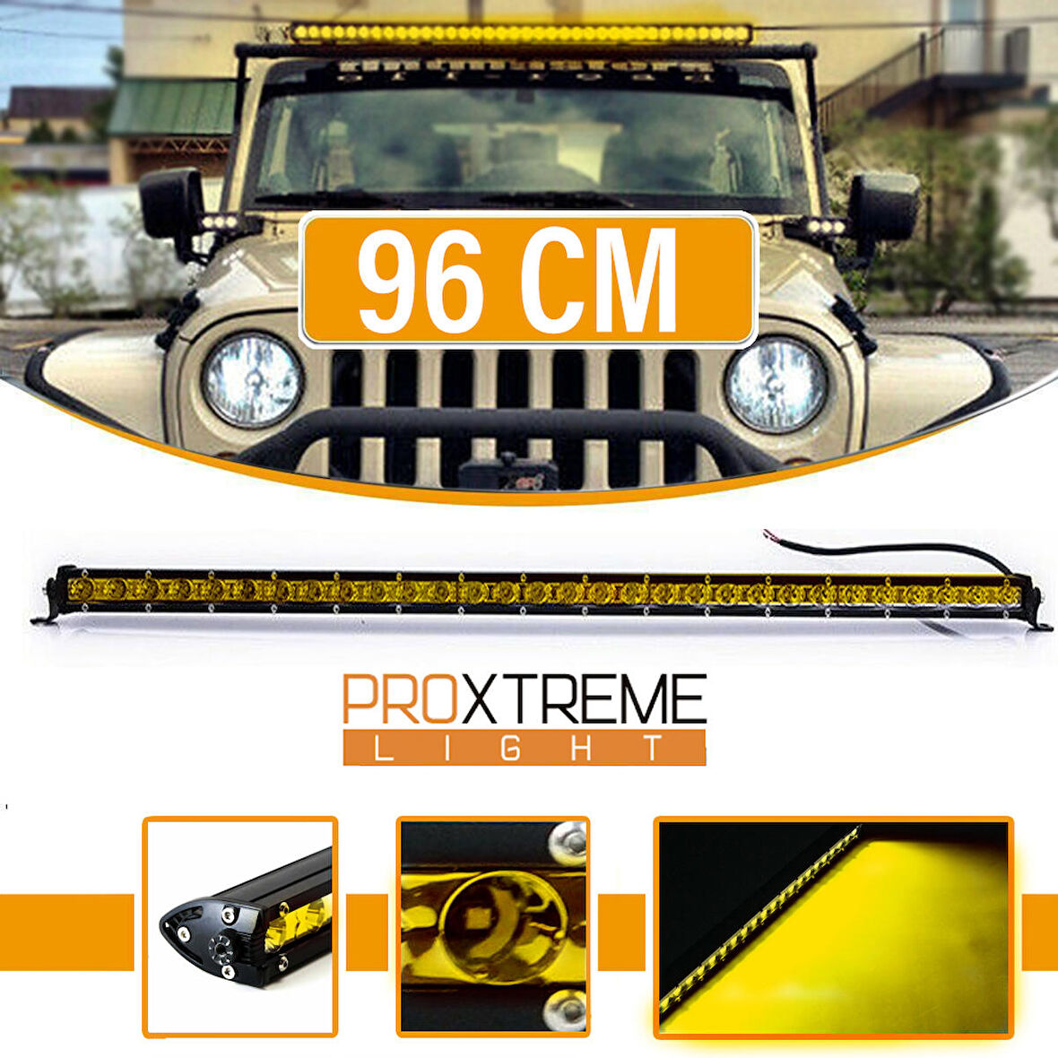 C9 36 Led 108W Yayıcı Delici İnce Sarı Off Road Led Bar 96 cm