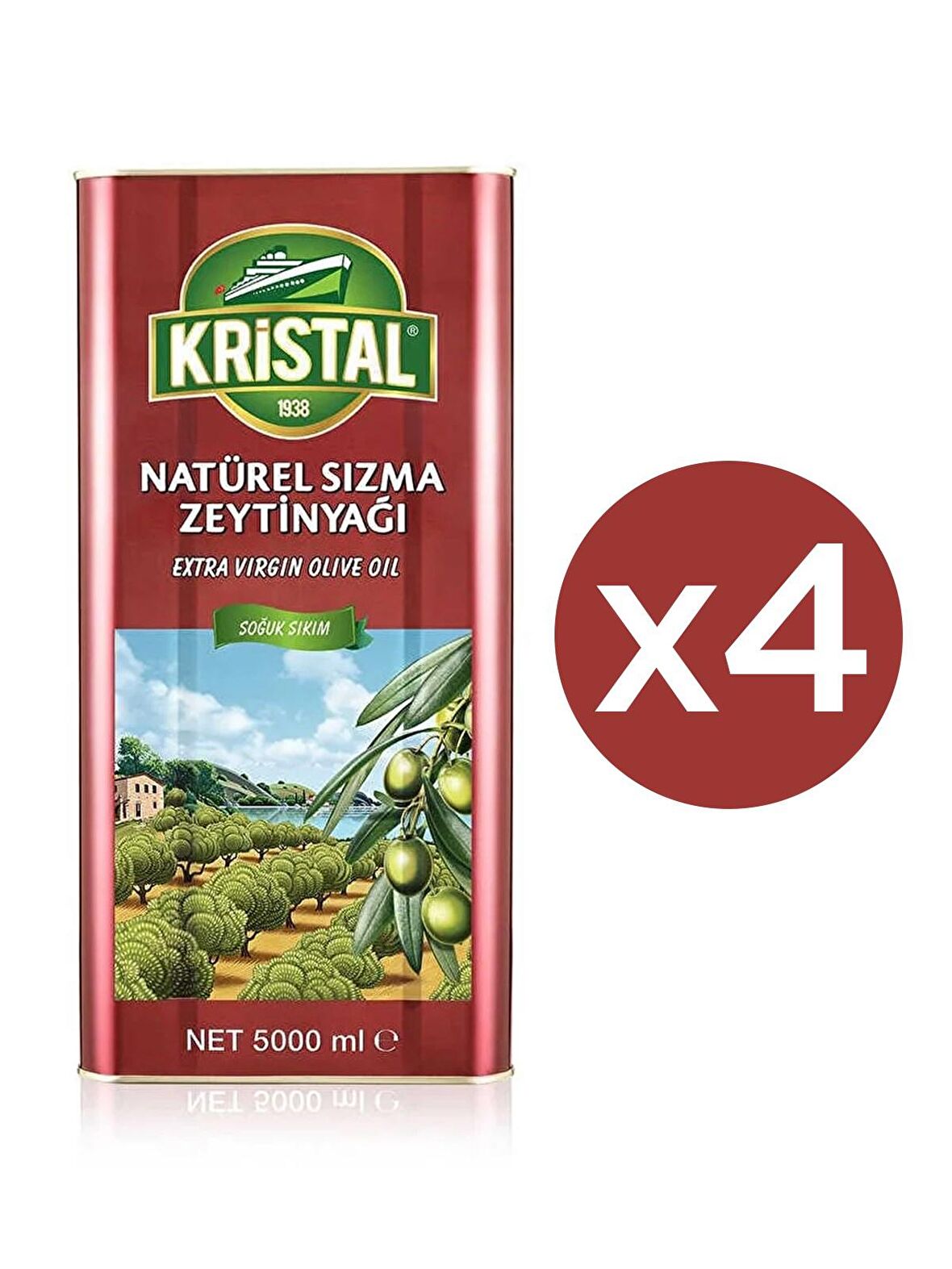 Kristal Natürel Sızma Zeytinyağı 5 L Teneke Dg x 4 Adet (Toplam: 20 Litre)