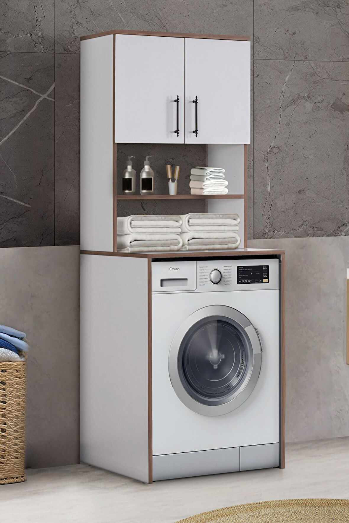 Blesk Çamaşır Makinesi Üstü Banyo Düzenleyici Dolap, Çok Amaçlı Dolap