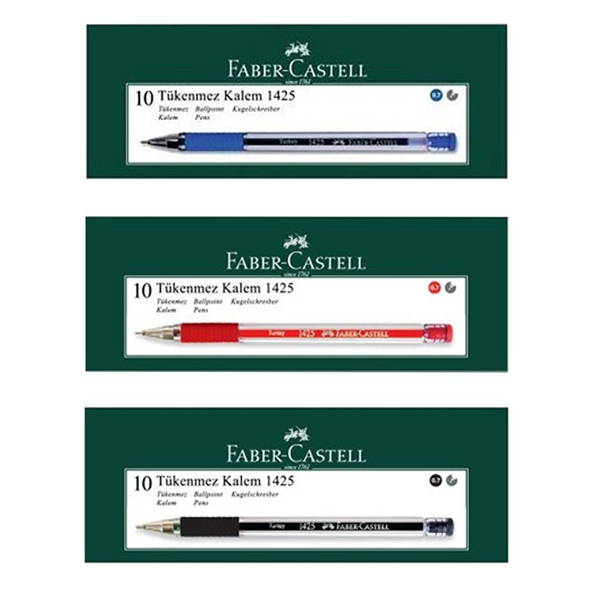 Faber-Castell 1425 İğne Uç Tükenmez Kalem 10 Mavi 10 Kırmızı 10 Siyah