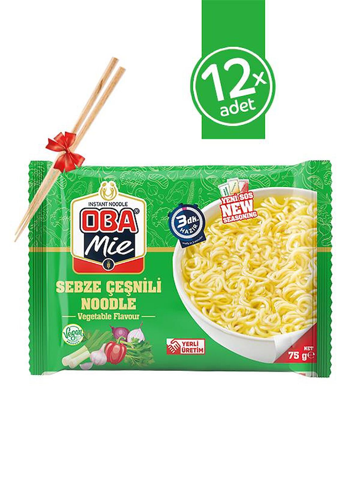 Sebze Çeşnili Hazır Noodle 12'li