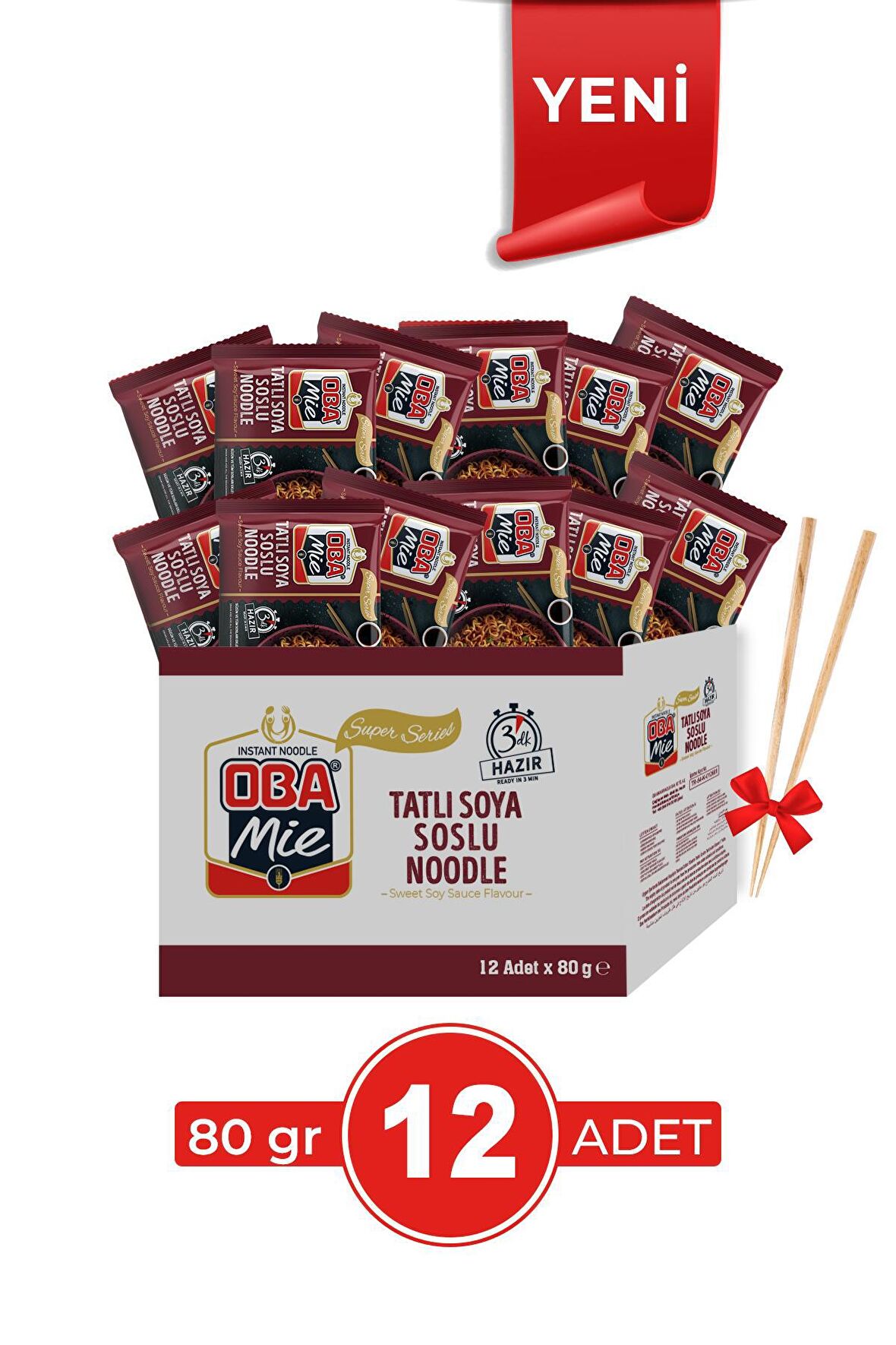 Tatlı Soya Soslu Noodle 80 Gr 12'li Paket