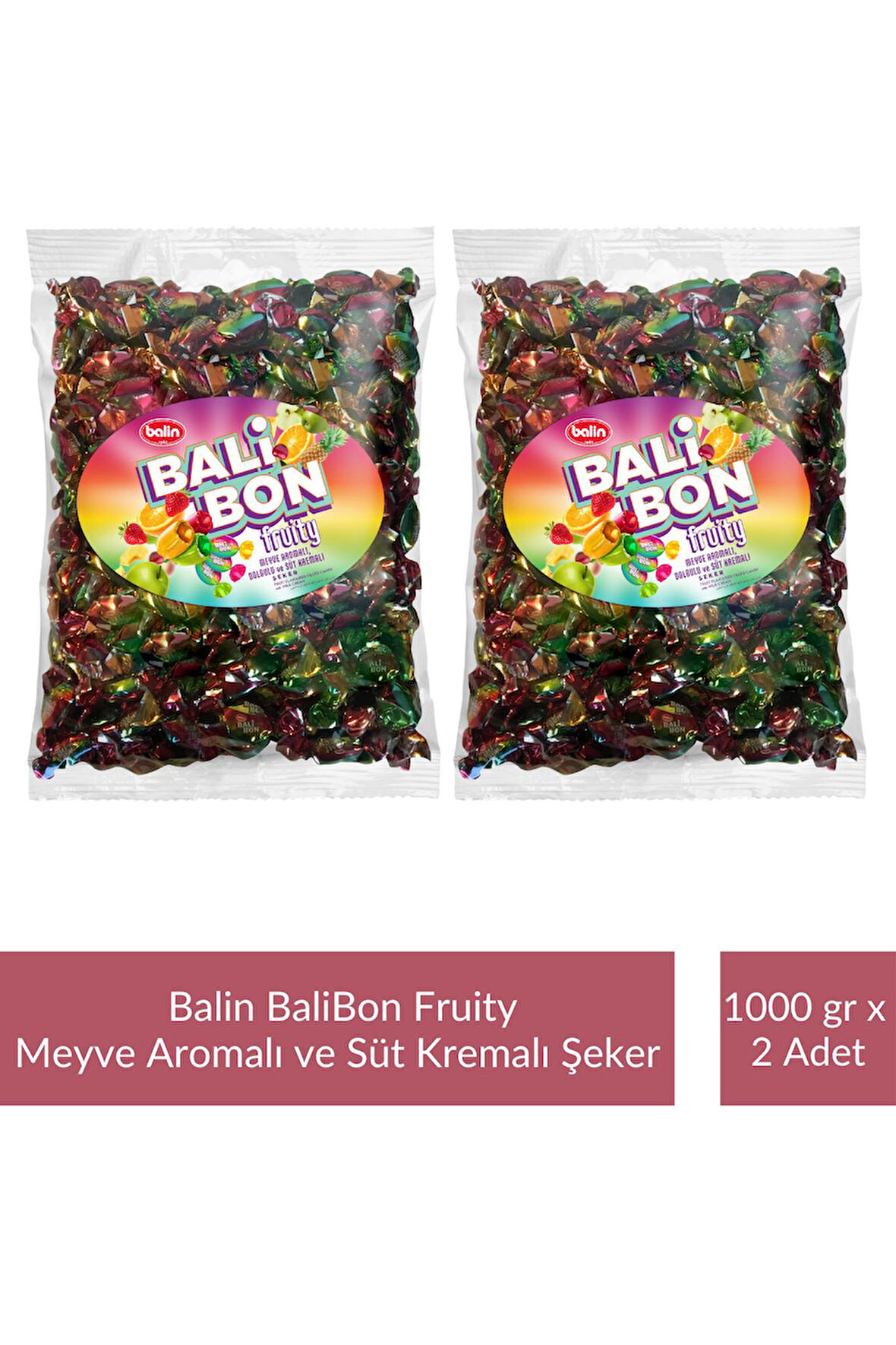 Balin Balibon Fruity Meyve Aromalı Dolgulu Şeker 1000 gr x 2 Adet
