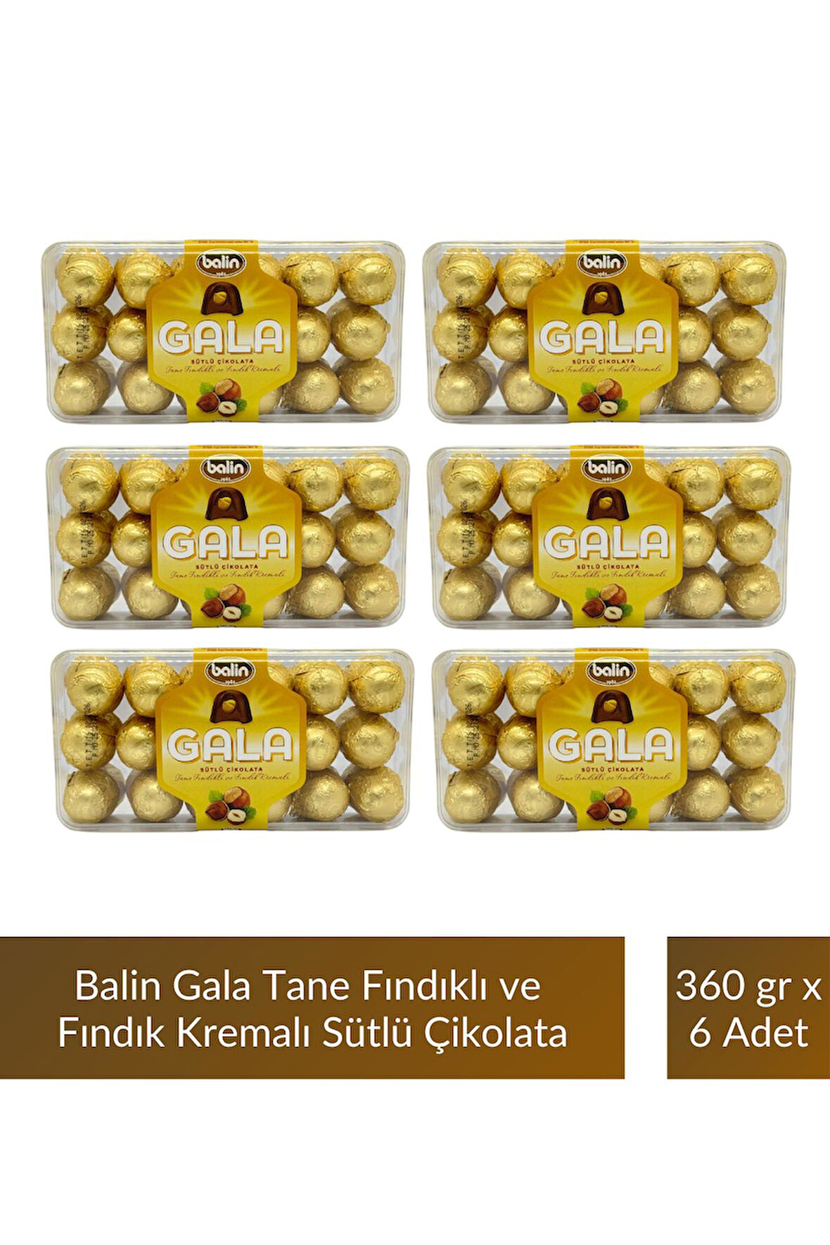 Balin Gala Tane Fındıklı ve Fındık Kremalı Sütlü Çikolata 360 gr x 6 Adet