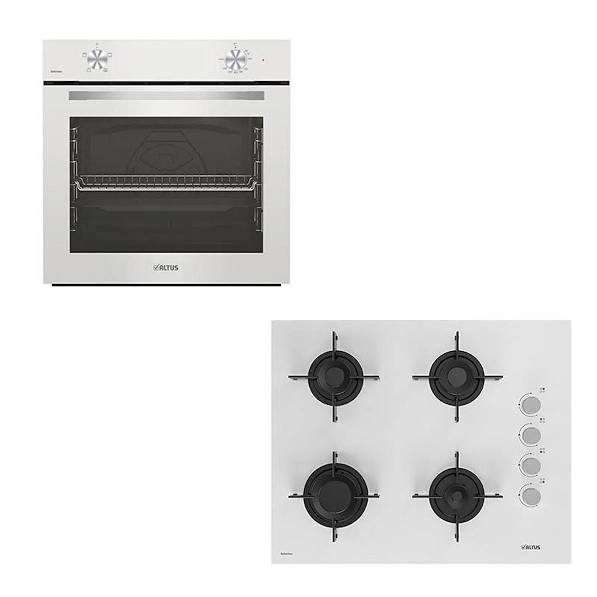 Altus Ala 310HW Fırın - Ala 159 DHW Ocak 2'li Beyaz Ankastre Set 