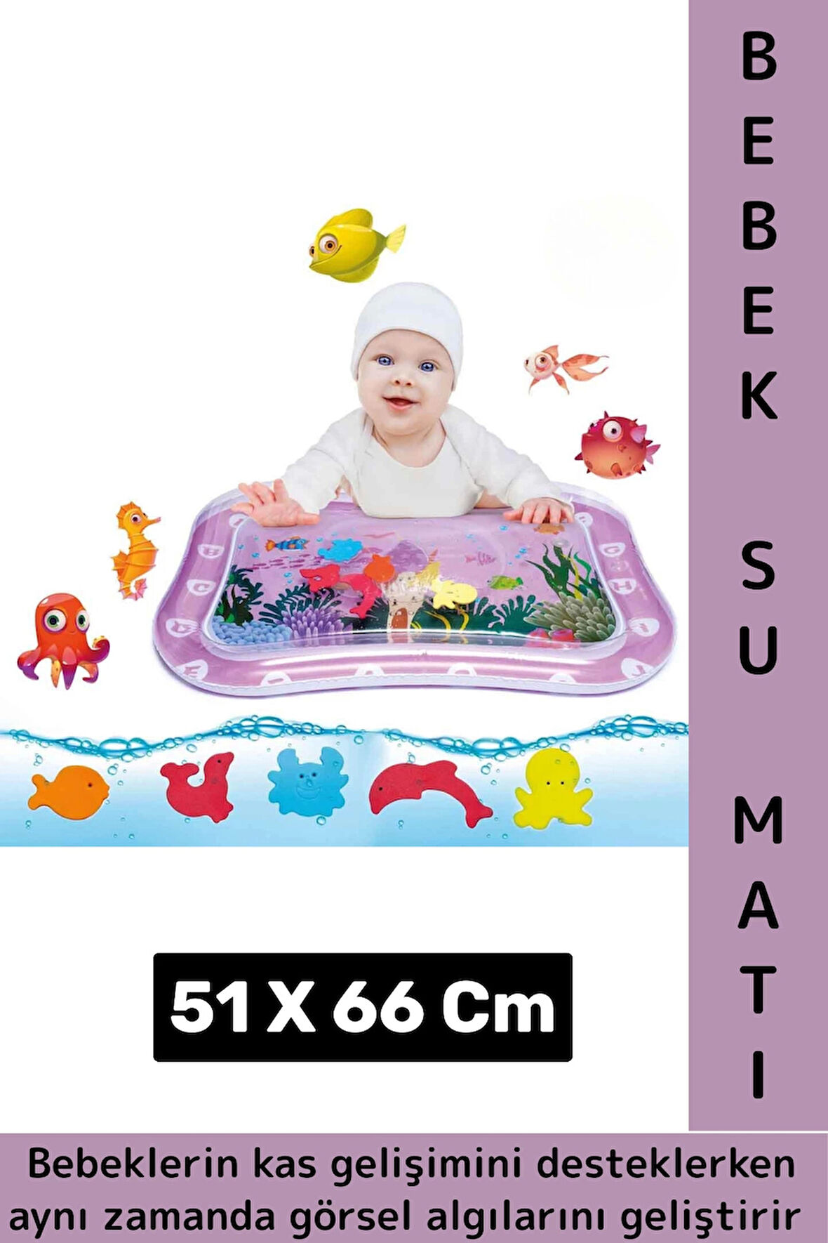 Premium BPA Free Bebek Aktivite Oyuncağı Emekleme Zamanı Yatak Minder Renkli Su Oyun Matı Pembe