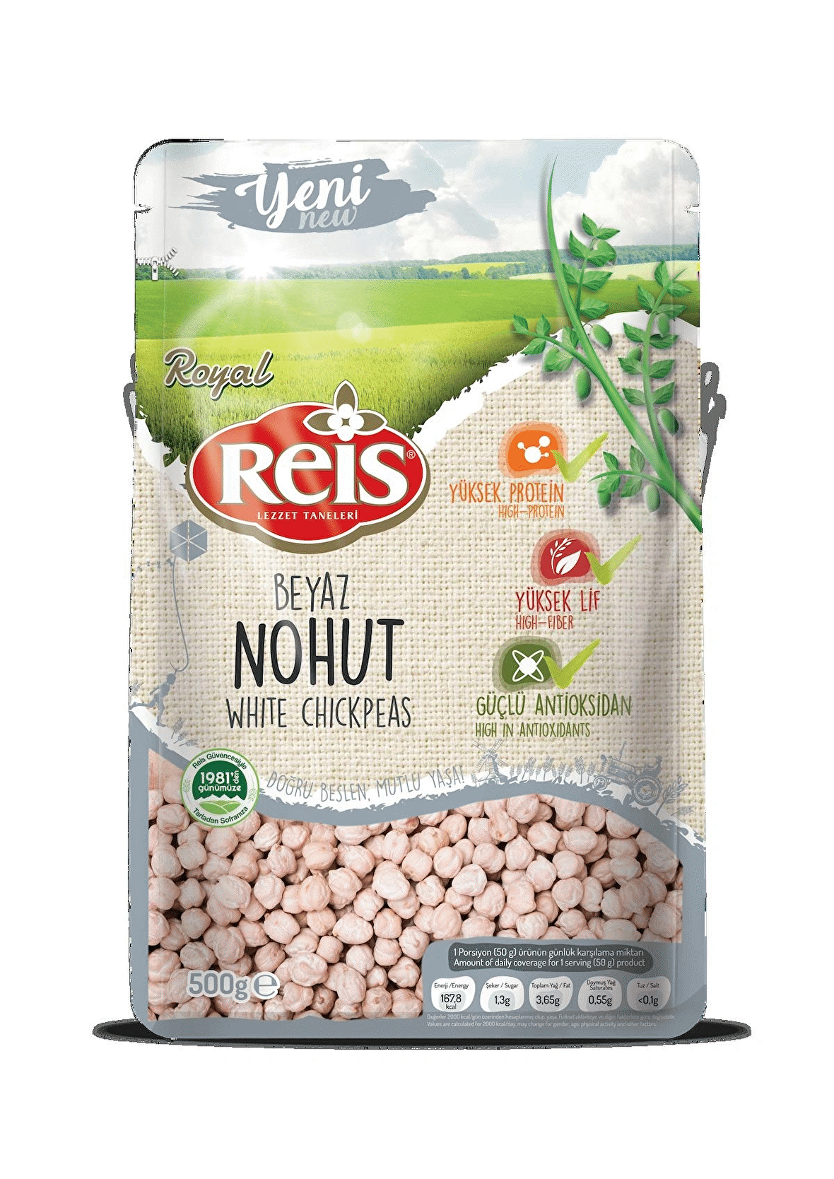 Reis Royal Kalitesiyle Yüksek Lif Yüksek Protein Güçlü Antioksidana Sahip 500 Gram Beyaz Nohut ( White Chıckpeas)