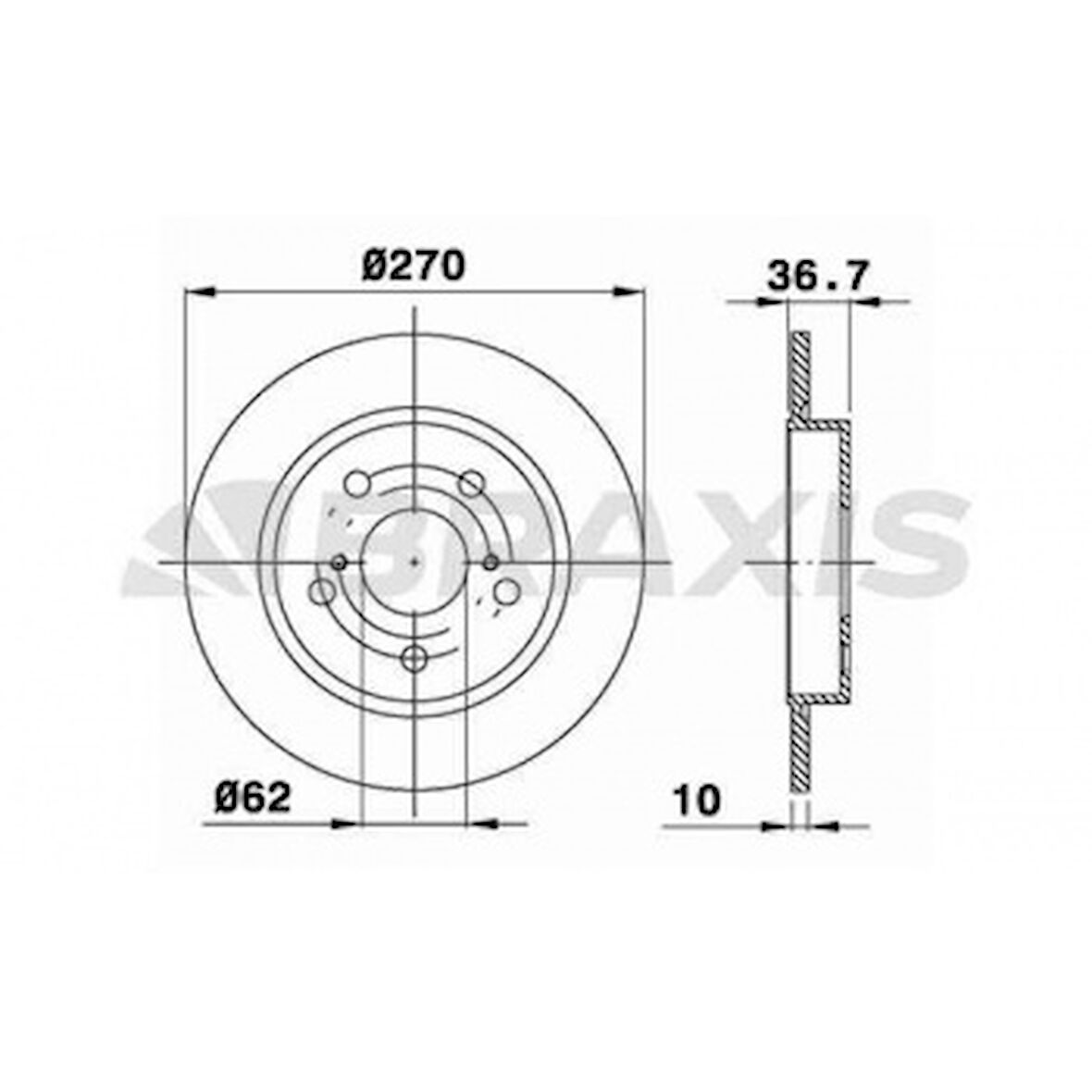 Toyota Arka Fren Diski (aynası) Duz Toyota Aurıs 1.4 D4d 2007-2011 Corolla 1.4 D4d 2007-2011 (270x5) - Braxıs Ae0293