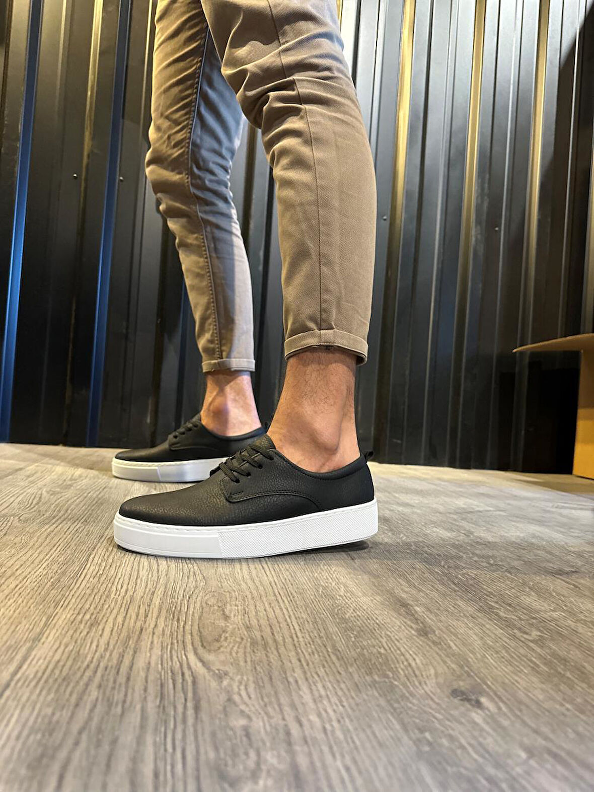 Pabucmarketi Erkek Günlük Ayakkabı Siyah (Beyaz Taban)