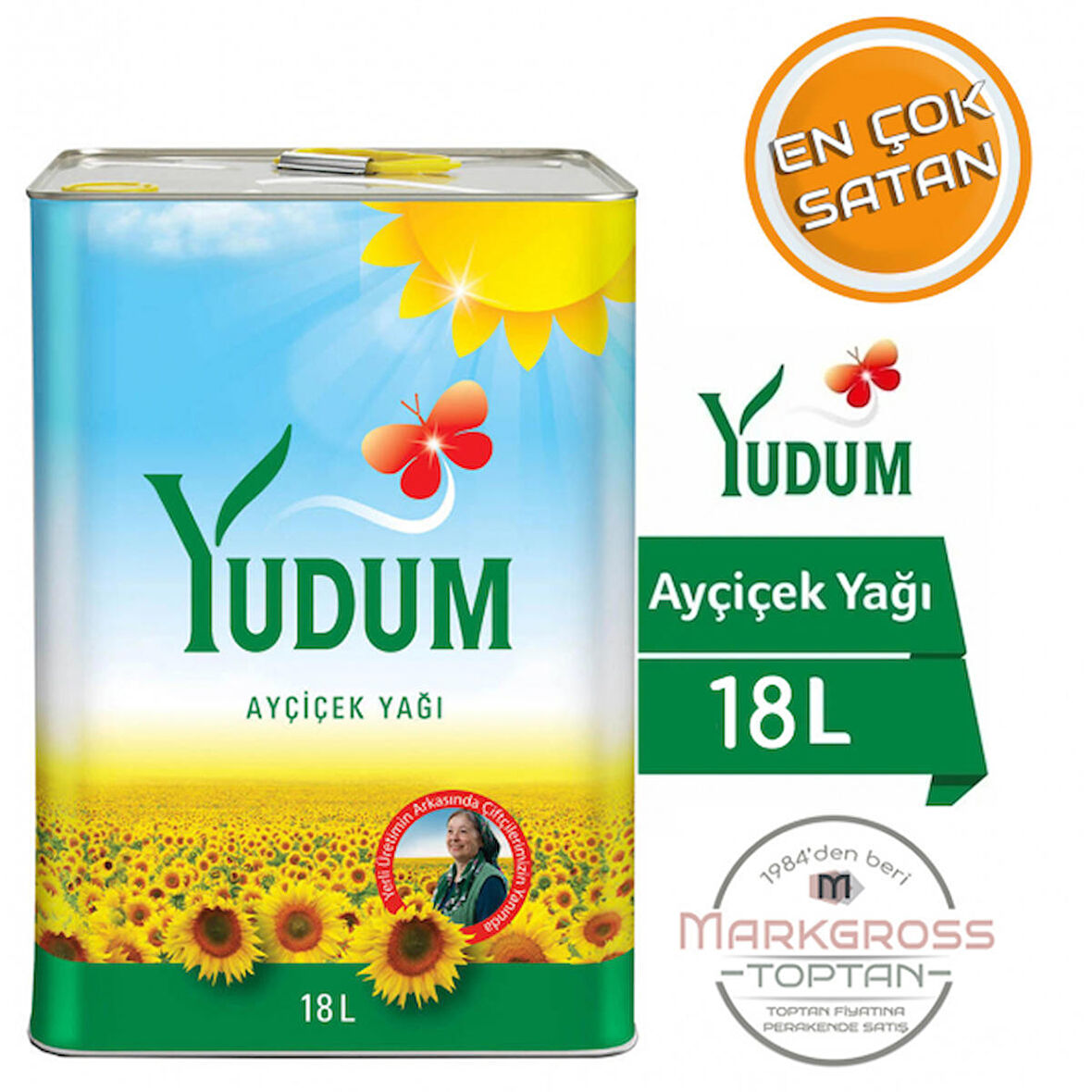 Yudum Orijinal Teneke Ayçiçek Yağı 18 lt 