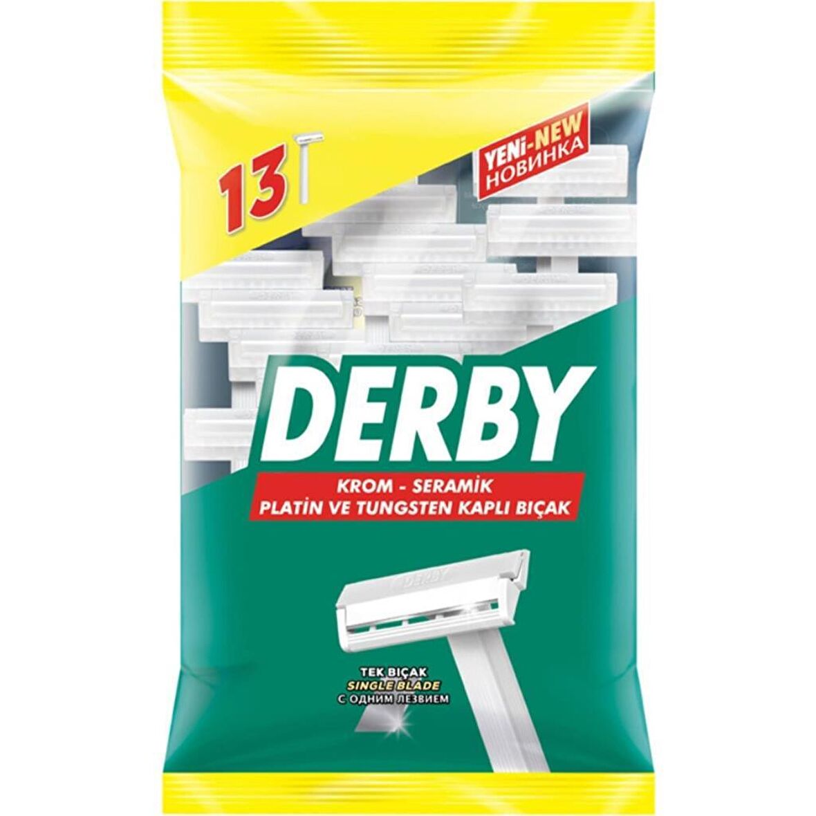Derby Krom 13'lü Tek Bıçaklı Tüm Cilt Tipleri İçin Kullan At Tıraş Bıçağı