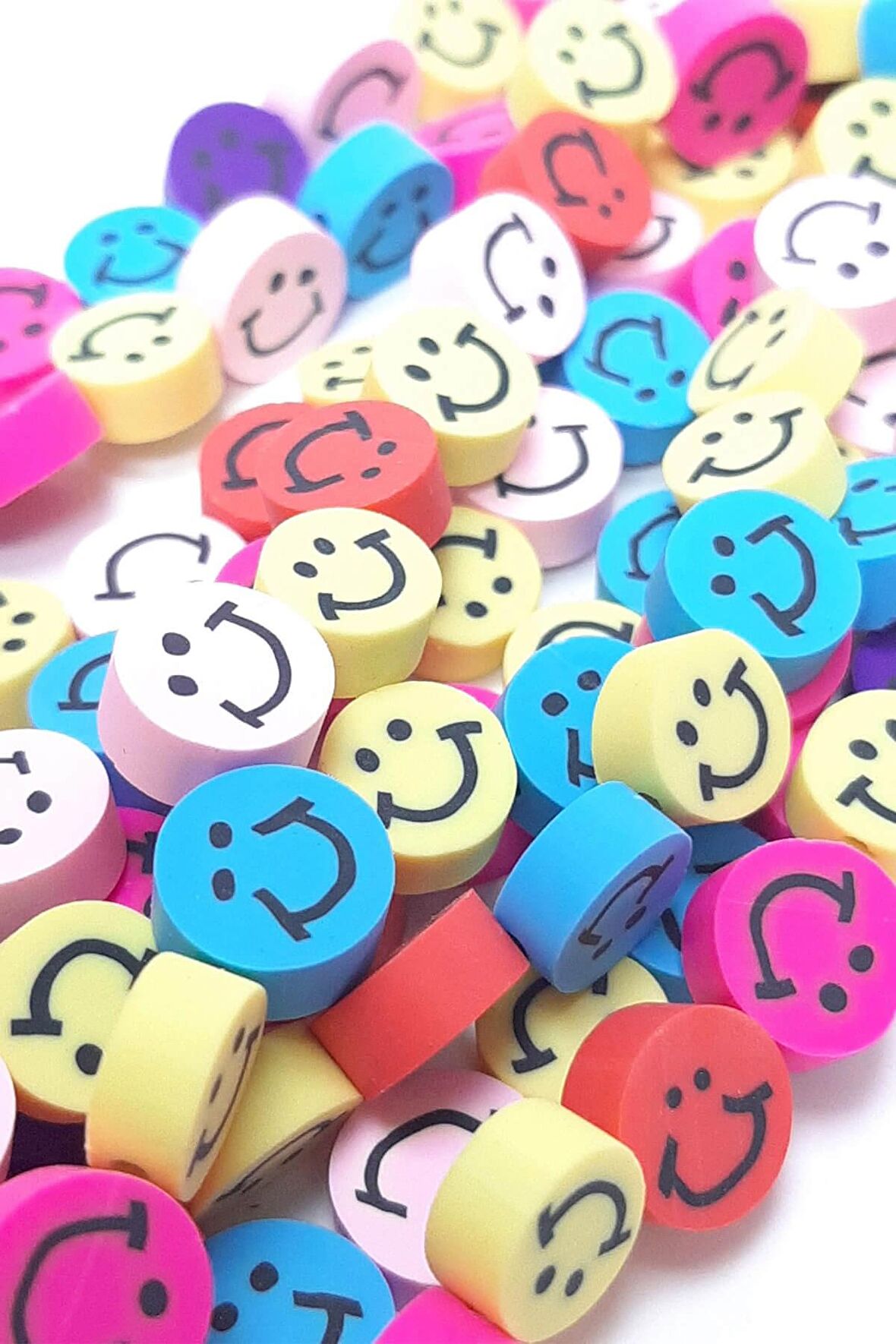 Boncuk Fimo Desenli Smiley 40lı