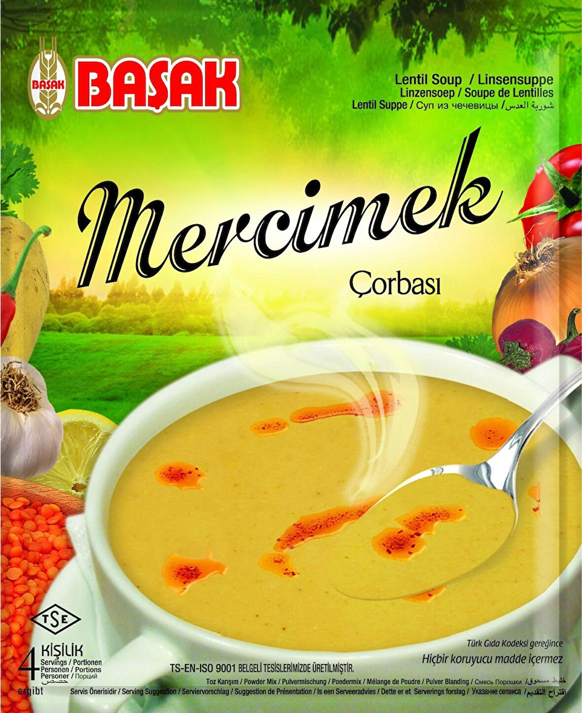 BAŞAK Çorba-Mercimek-70 gr. 12 Adet
