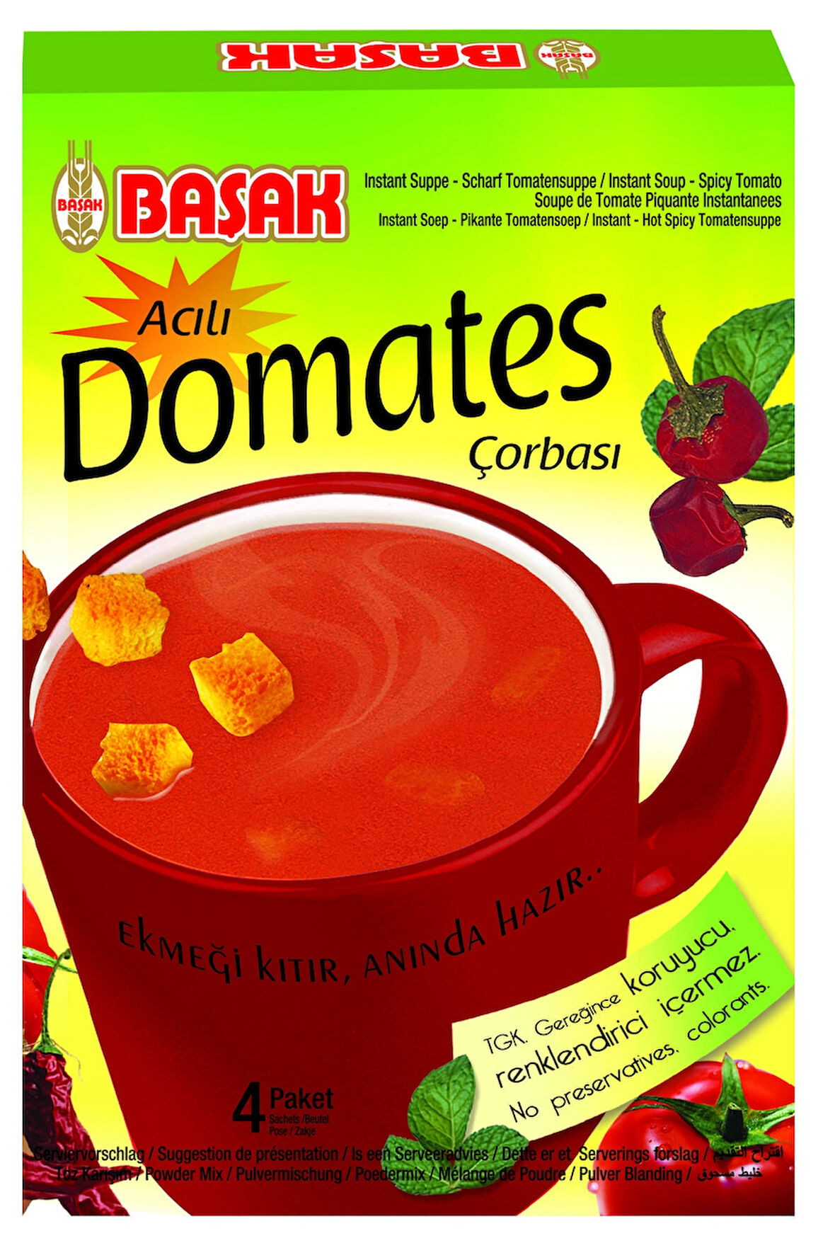BAŞAK çabuk çorba-acılı domates 22gr.x24adet