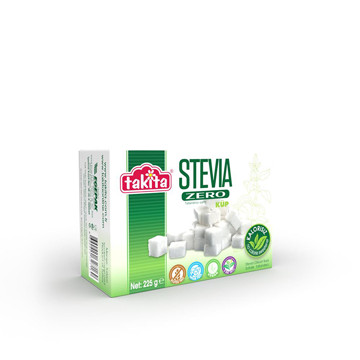 Takita Stevia Zero Küp Diyabetik Beyaz Tatlandırıcı 225 g