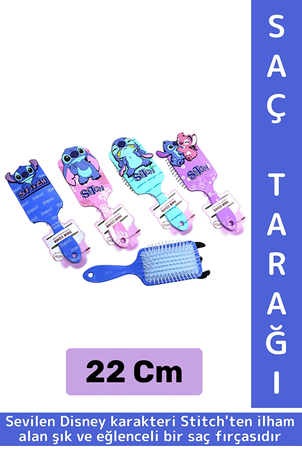 Çocuk Kız Saç Bakım Eğlenceli Çok Şık İlgi Çekici Estetik Figür Yumuşak Kıllı Saç Tarağı 22 Cm