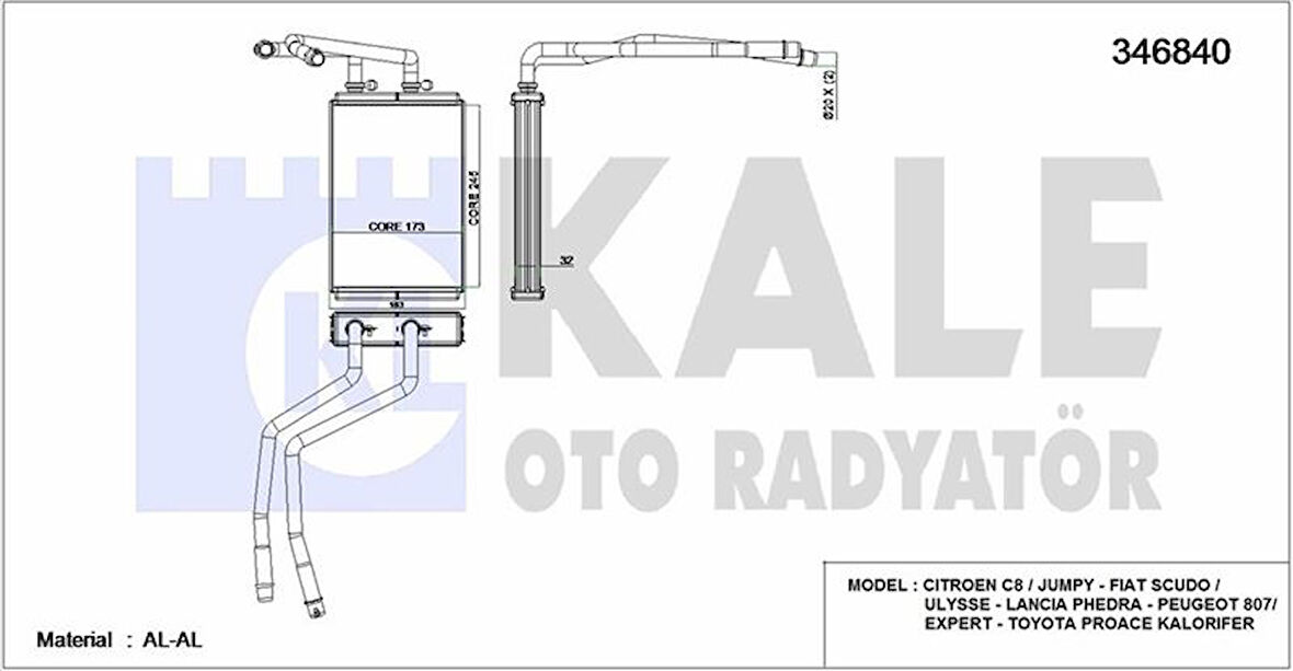 Psa Kalorıfer Radyatoru Expert III Jumpy III Scudo III C8 P807 2,0hdi 16v / 1,6hdi 16v - Kale 346840
