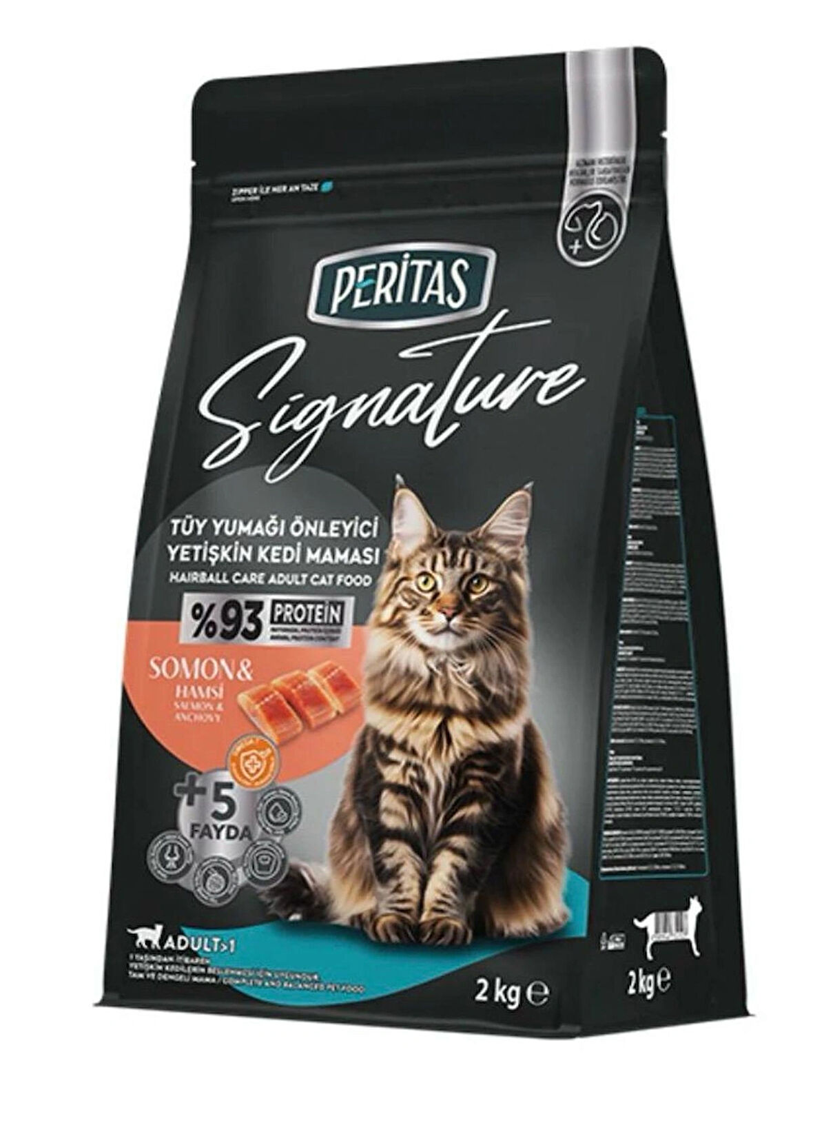PERİTAS SİGNATURE SOMONLU YETİŞKİN KEDİ MAMASI TÜY YUMAĞI ÖNLEYİCİ 2 KG