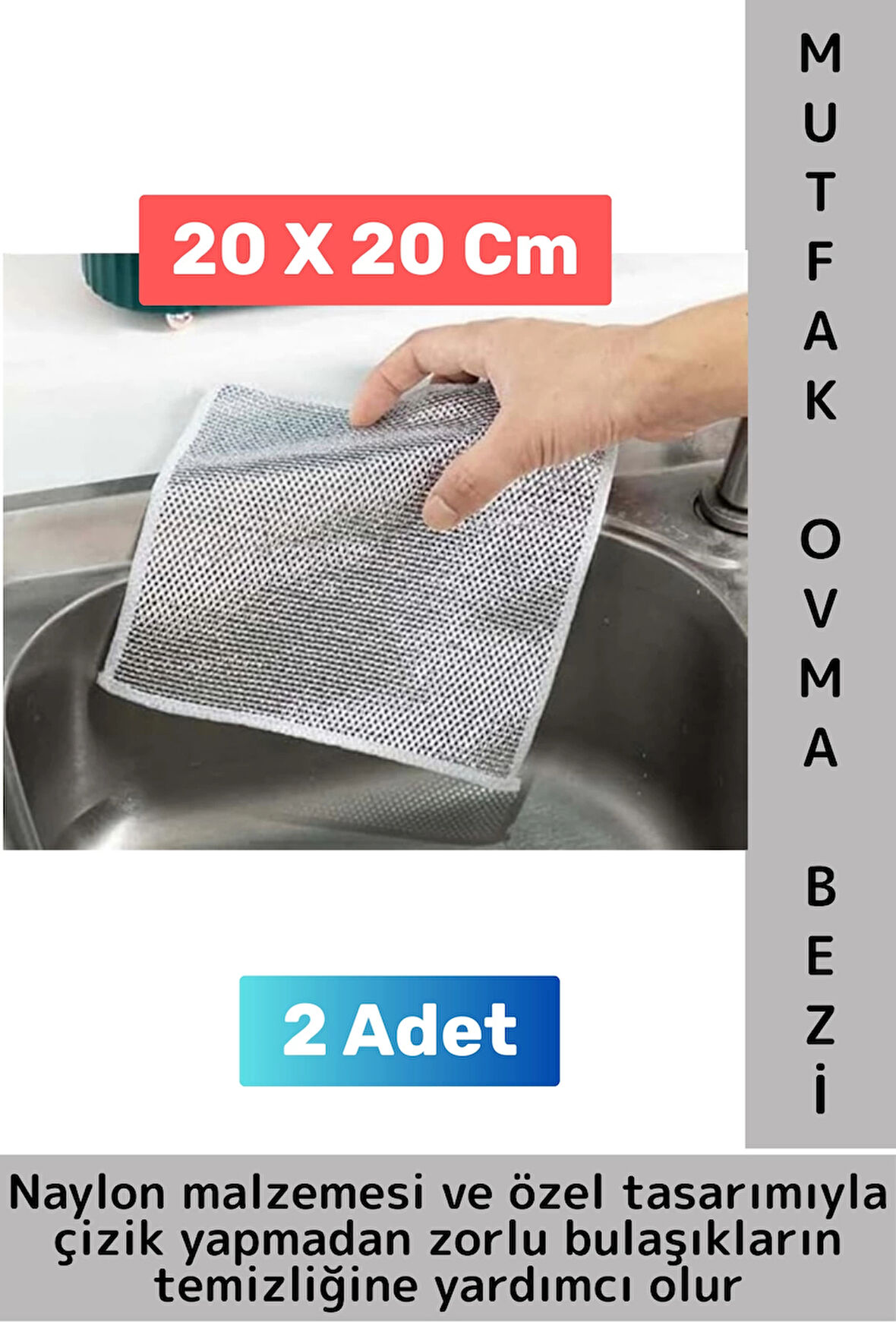 Premium Çizmez Mutfak Tezgah Fayans Yağ Kir Temizleyici Kolay Temizlenir Tencere Tava Ovma Bezi 2 Ad