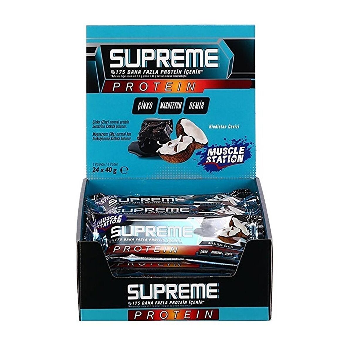 Supreme Protein Bar Dark Chocolate Coconut 40 Gr 24 Adet - ÇİKOLATA-HİNDİSTAN CEVİZİ