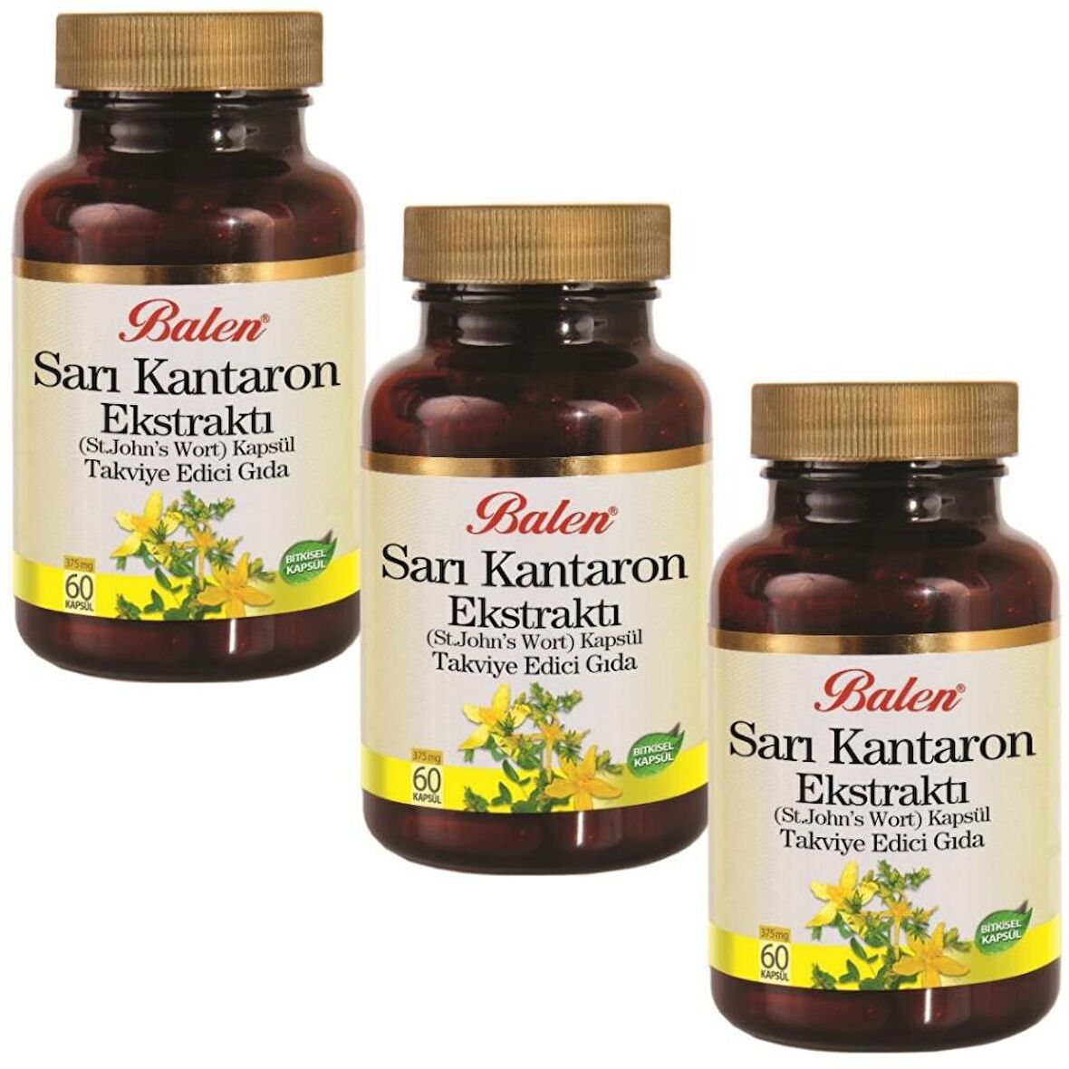 3 Adet- Balen Sarı Kantaron (St. John's Wort) Kapsül - 60 X 375 MG