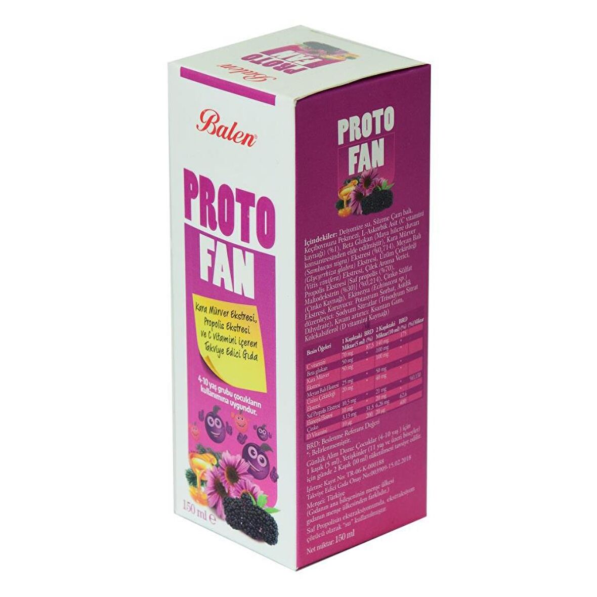 Balen Proto Fan Kara Mürver Propolis Ekstresi C Vitaminli150 ML