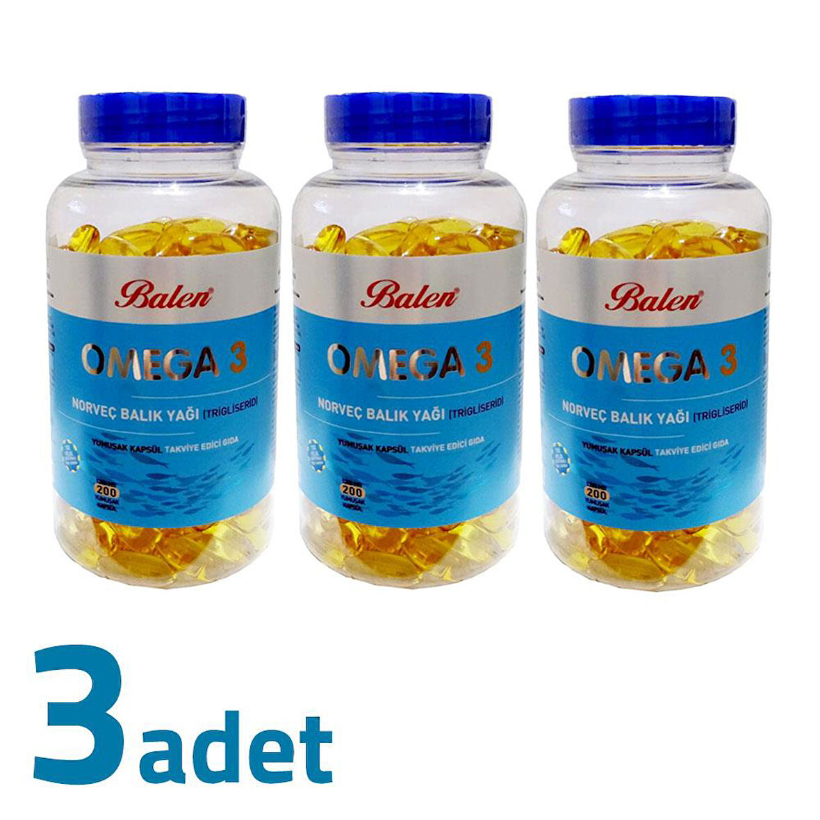 Balen Omega 3 Norveç Balık Yağı Trigliserid 1380MG x 200 Kapsül x 3 Kutu 