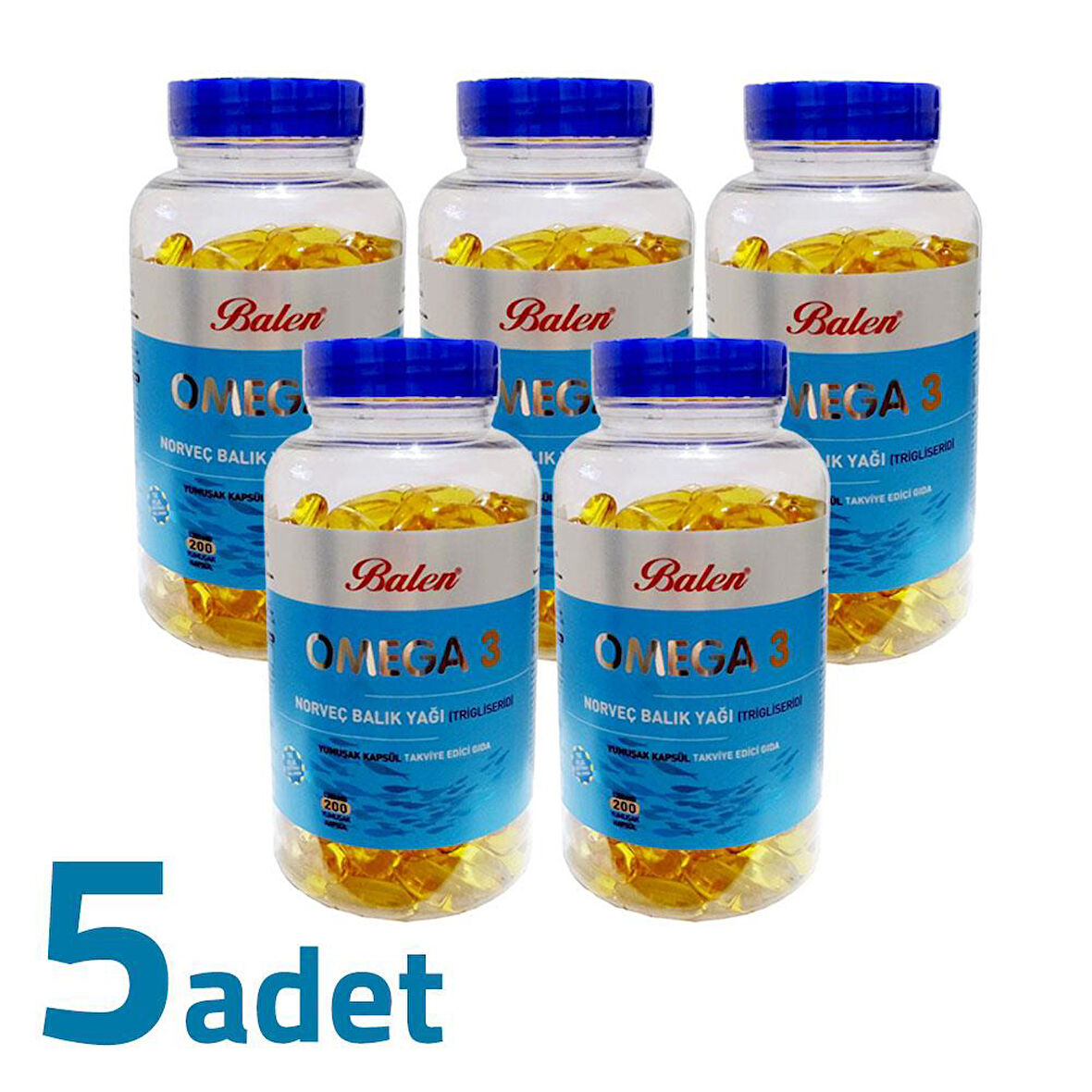 Balen Omega 3 Norveç Balık Yağı Trigliserid 1380MG x 200 Kapsül x 5 Kutu 