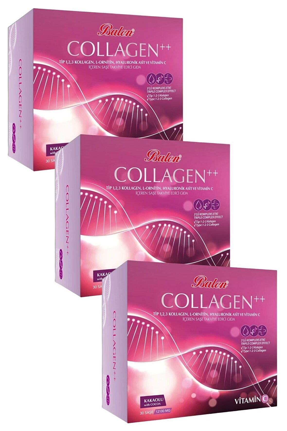 Collagen Tip 1,2,3 L-ornitin Hyaluronik Asit C Vitamini 30 Şase 12100mg X 3 Adet