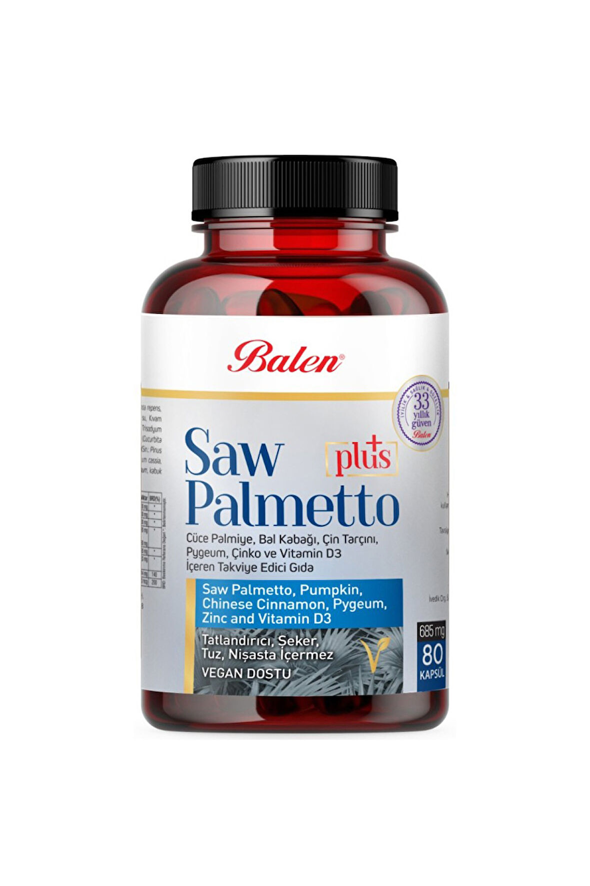 Balen Saw Palmetto Plus Cüce Palm.çin.vit D3 Kapsül 685 mg 80 Kapsül
