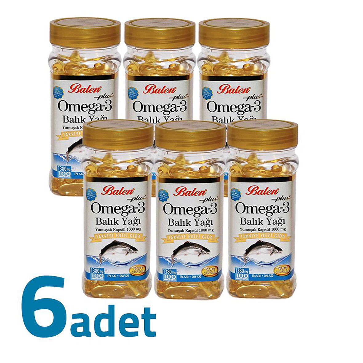 Balen Plus+ Omega3 Balık Yağı Yumuşak Kapsül 1380mg x 100 Kapsül x 6 Kutu