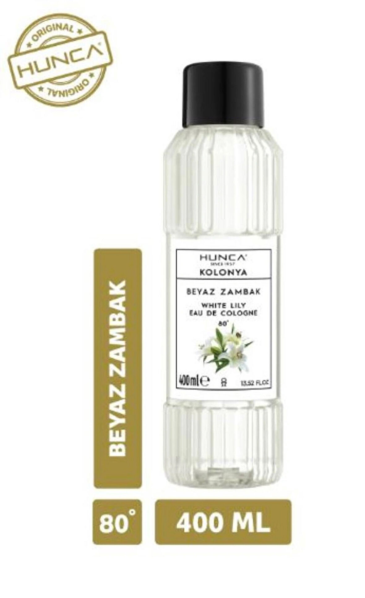 Hunca Kolonya Beyaz Zambak 400 Ml 80 Derece Pet Şişe