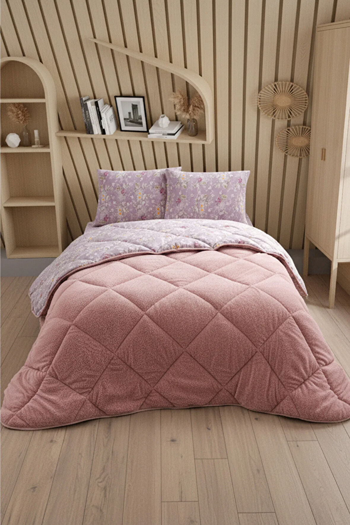 Nordelle Battal Boy Lüx Wellsoft Yorgan Çift Taraflı - 2 Adet Yastık Kılıflı Yorgan Seti 215x235 cm