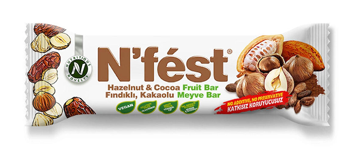 Meyve Bar Fındıklı ve Kakaolu 40g x 12 Adet