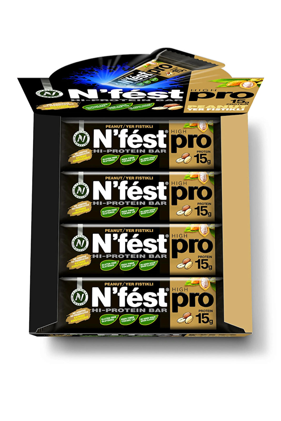 Yüksek Protein Bar Yer Fıstıklı 50g x 12 Adet