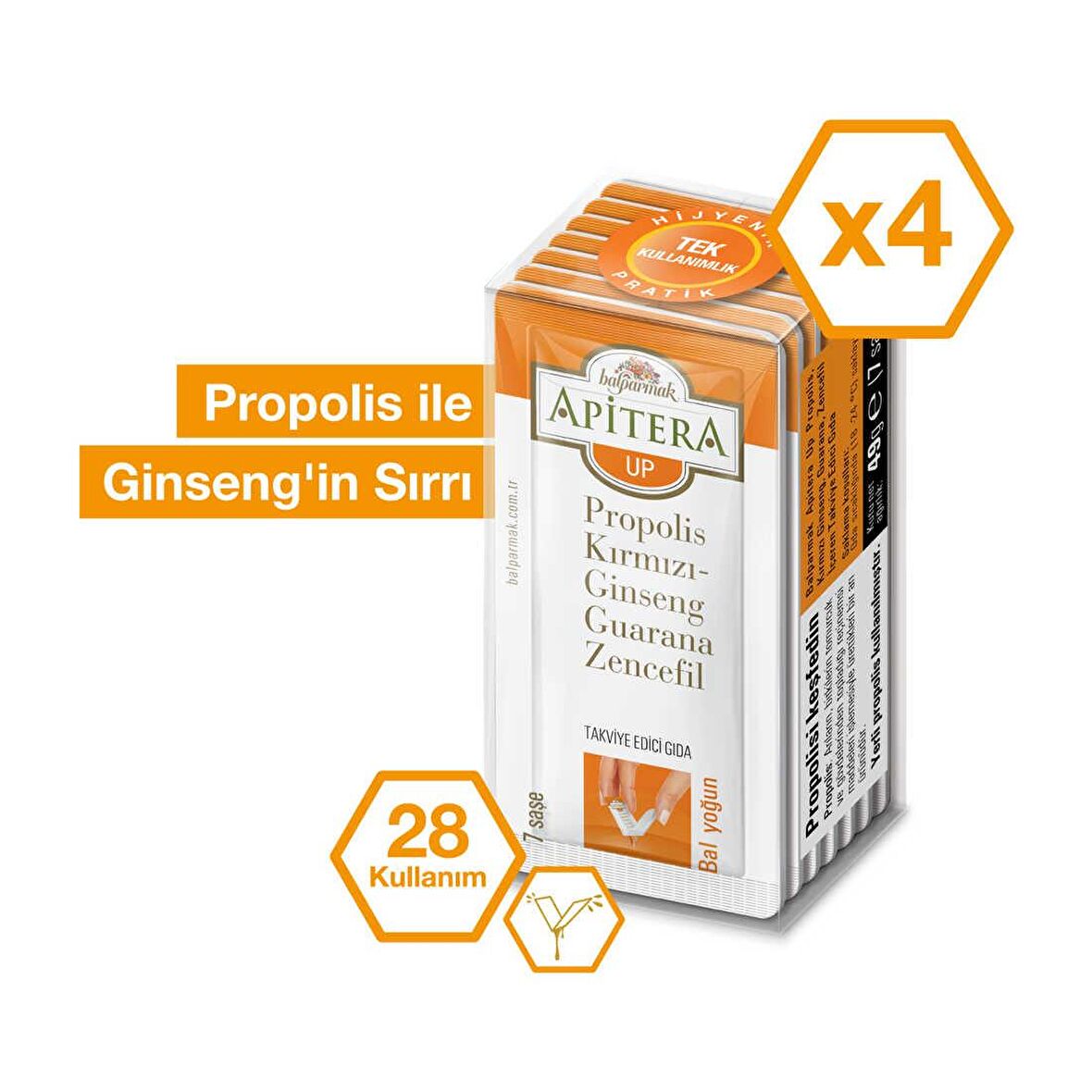 Apitera Up 7 g x 28 Adet (Propolis, Bal, Kırmızı Giseng, Guarana)