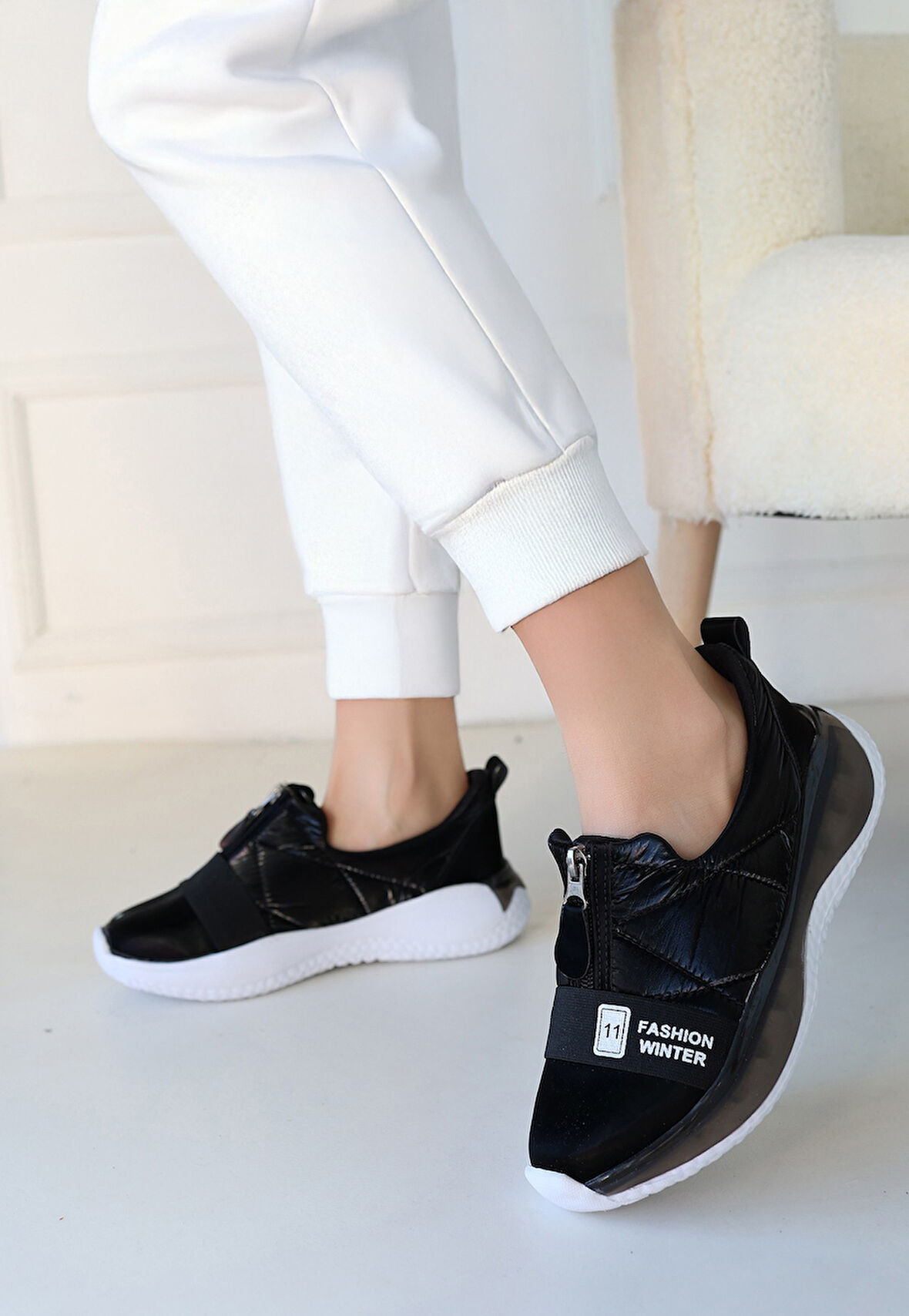 Pabucmarketi Siyah Paraşüt Kadın Sneaker Ayakkabı