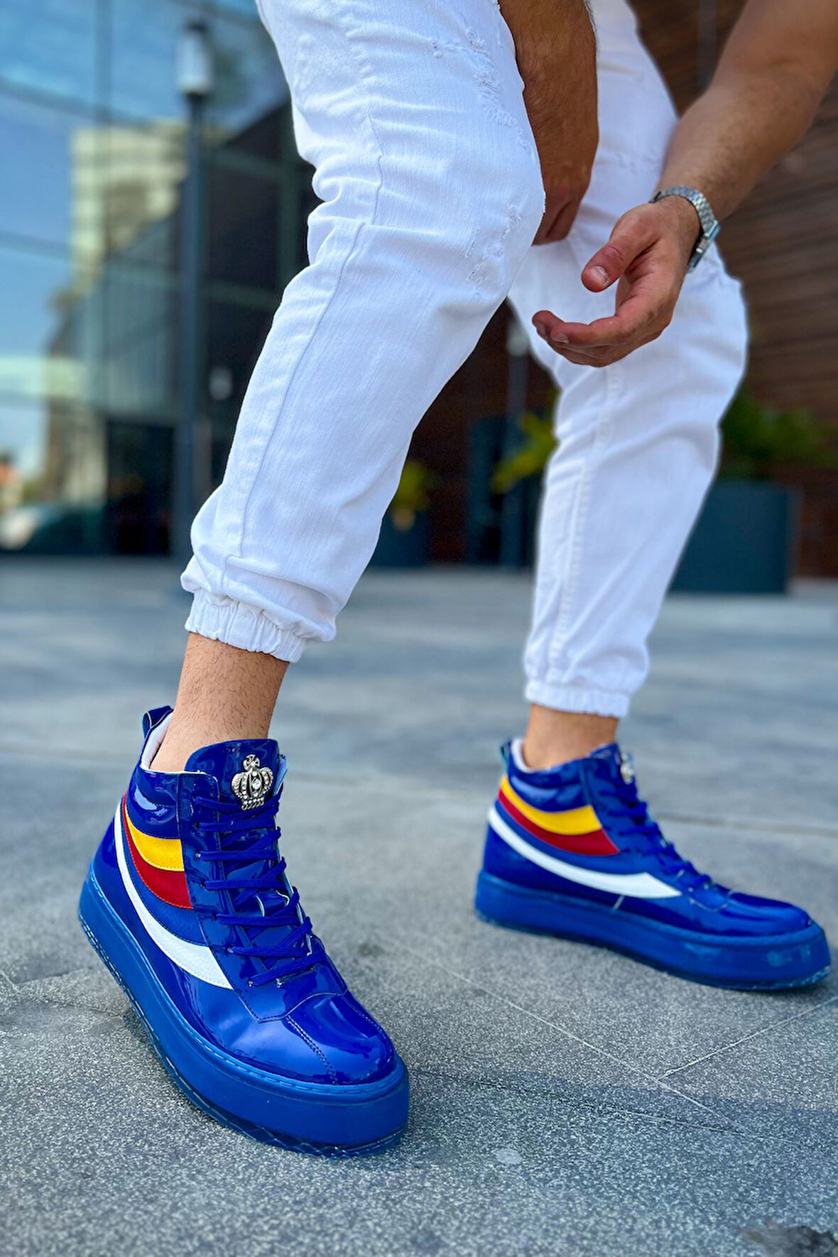 Pabucmarketi Bağcıklı Erkek Sneaker Bot Lacivert