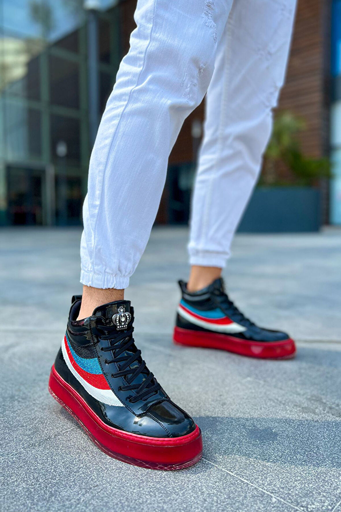 Pabucmarketi Bağcıklı Erkek Sneaker Bot Siyah