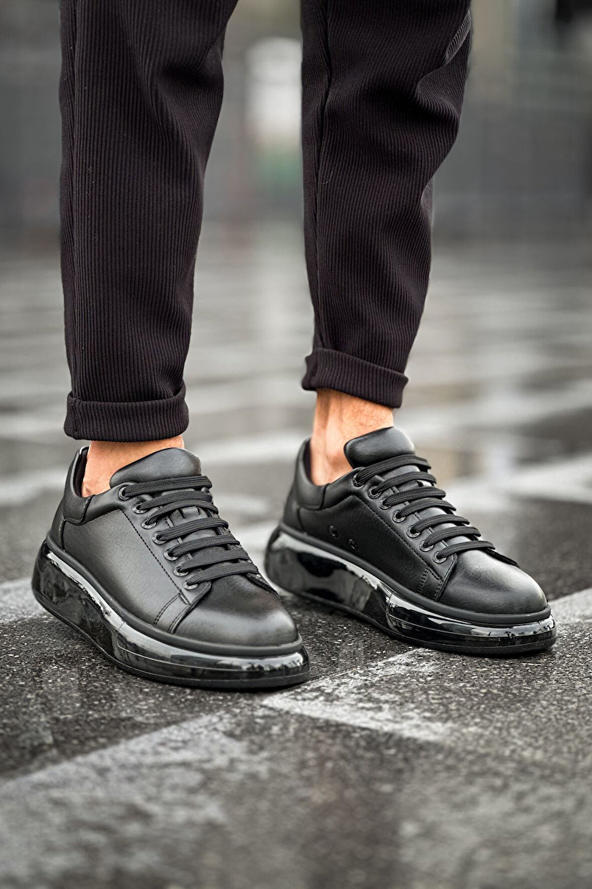 Pabucmarketi Bağcıklı Erkek Spor Ayakkabı Siyah