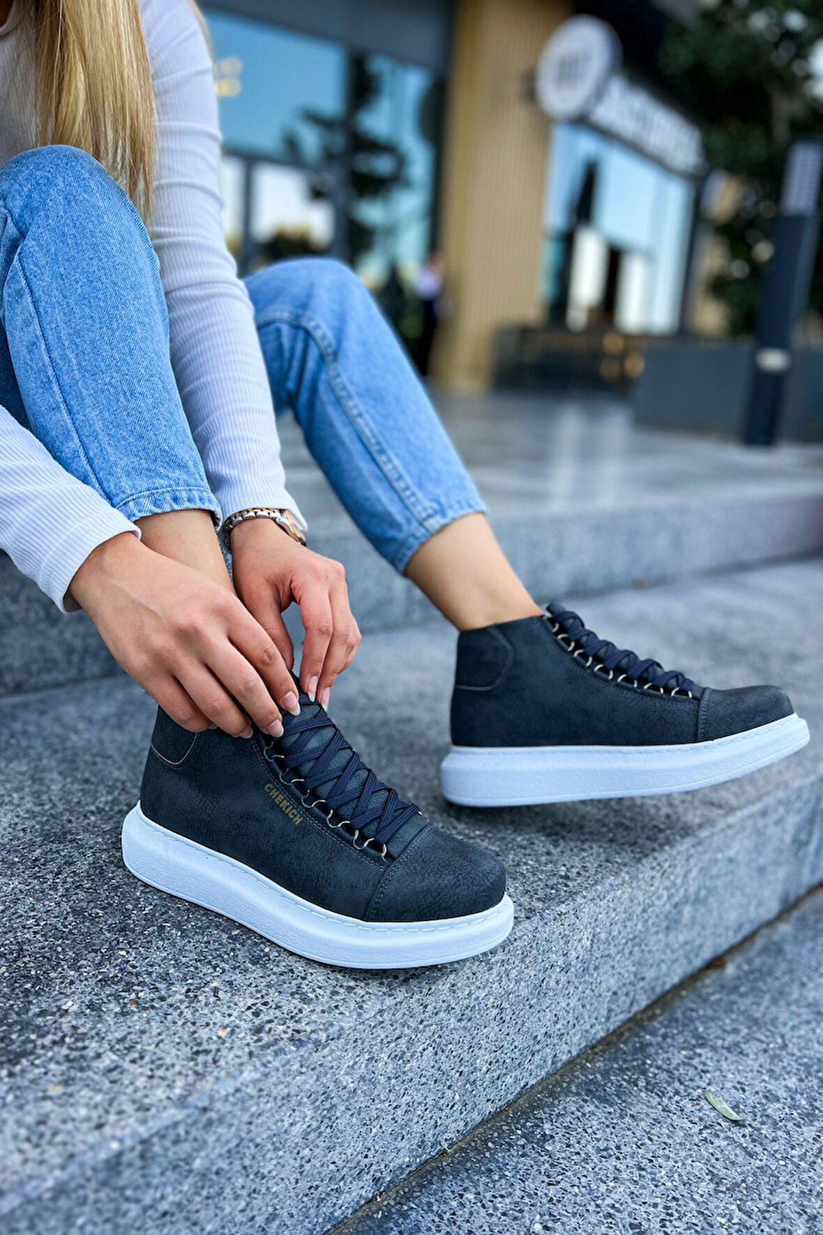 Pabucmarketi Bağcıklı Kadın Sneaker Bot Antrasit