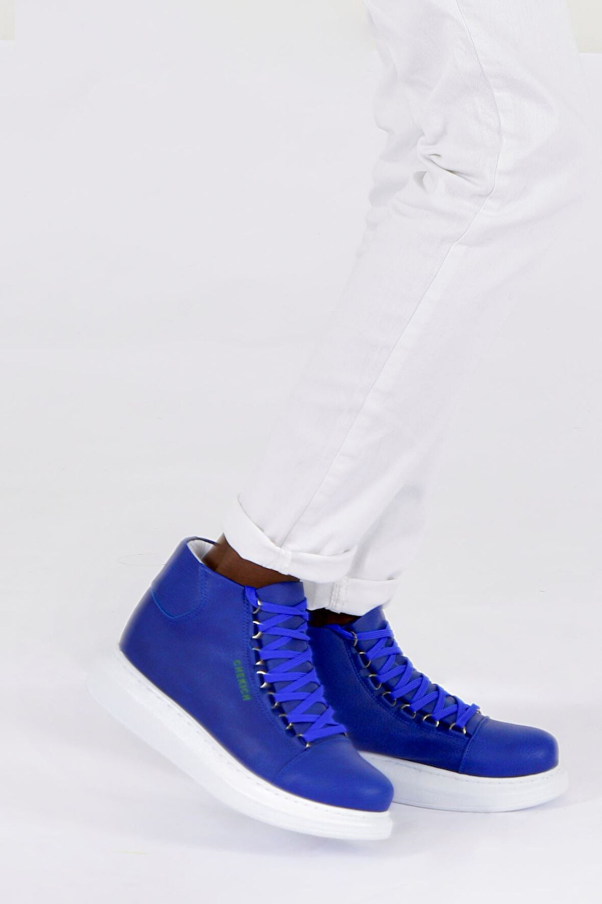 Pabucmarketi Bağcıklı Erkek Sneaker Bot Saks Mavi