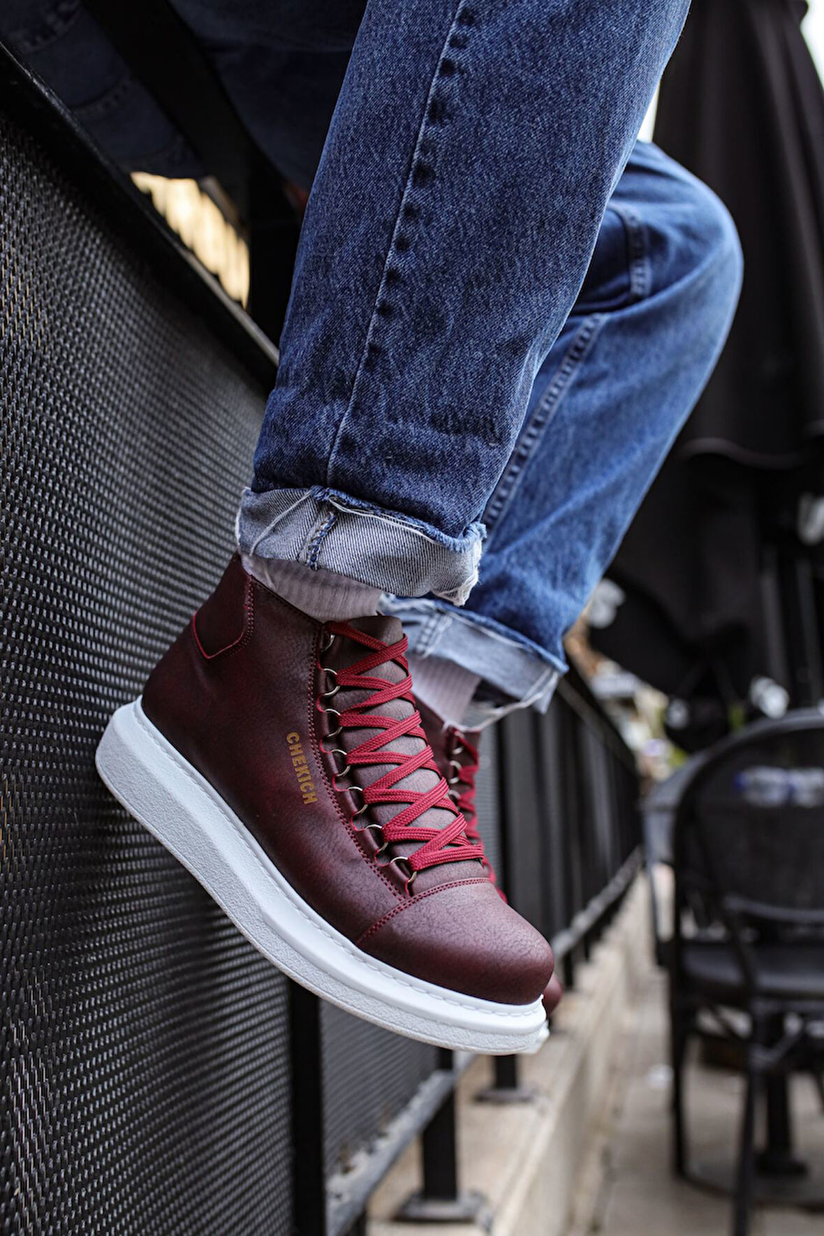 Pabucmarketi Bağcıklı Erkek Sneaker Bot Bordo